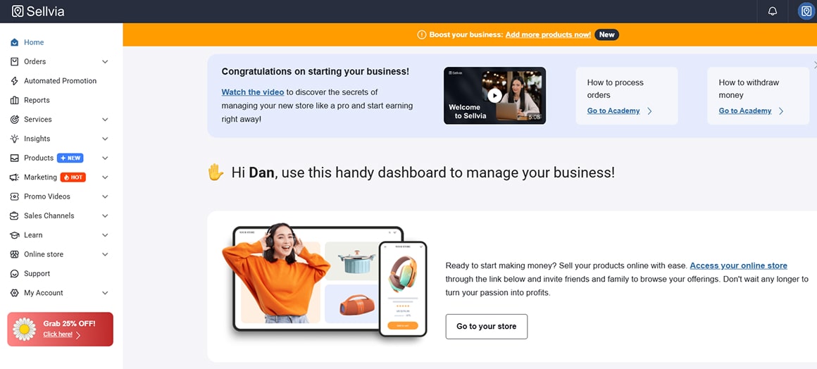 dashboard home page