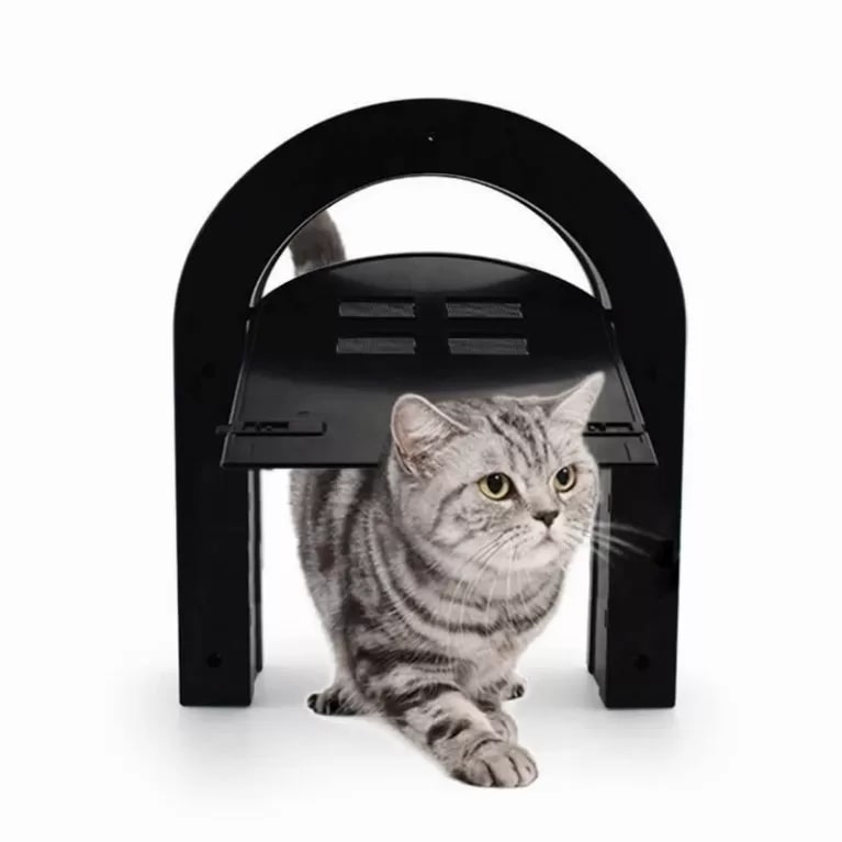 photo of a screen door for cats