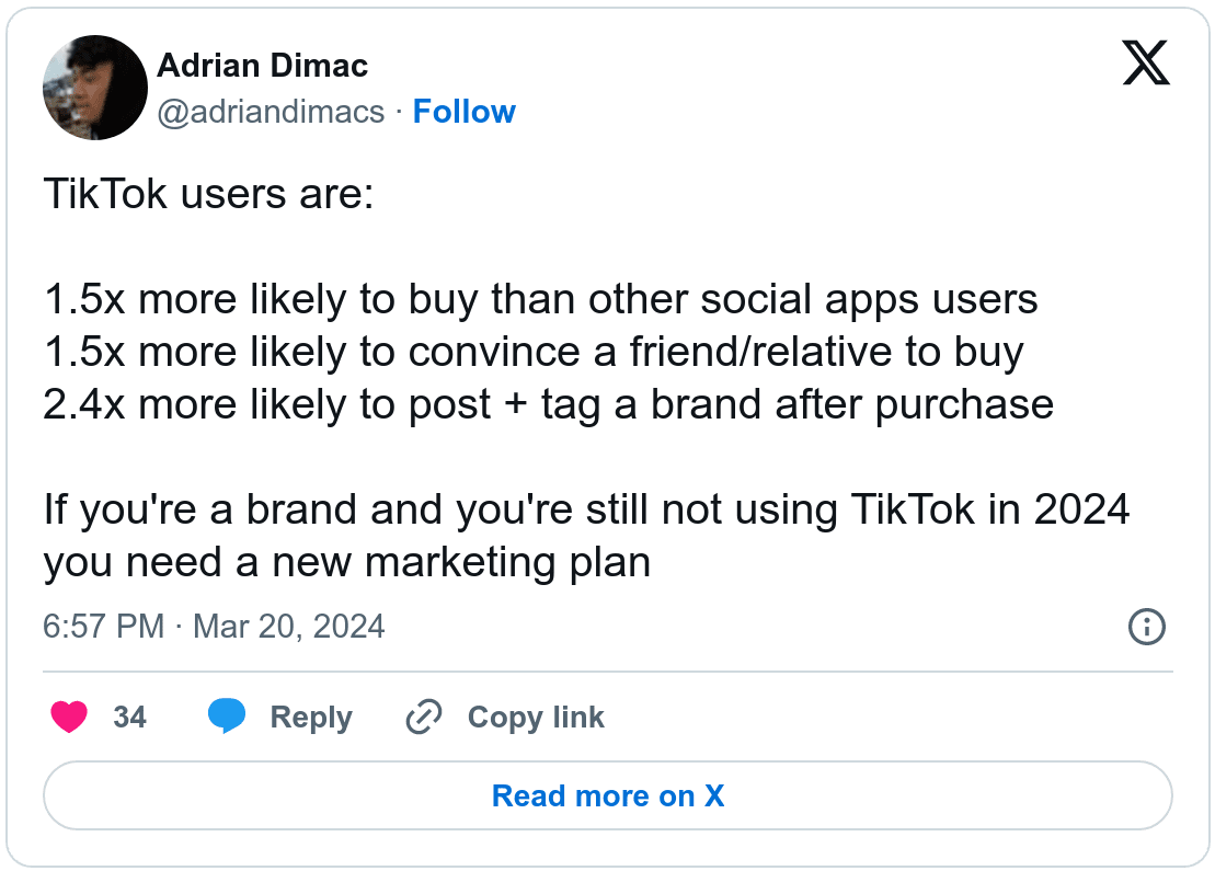 Screenshot Adrian Dimac Twitter