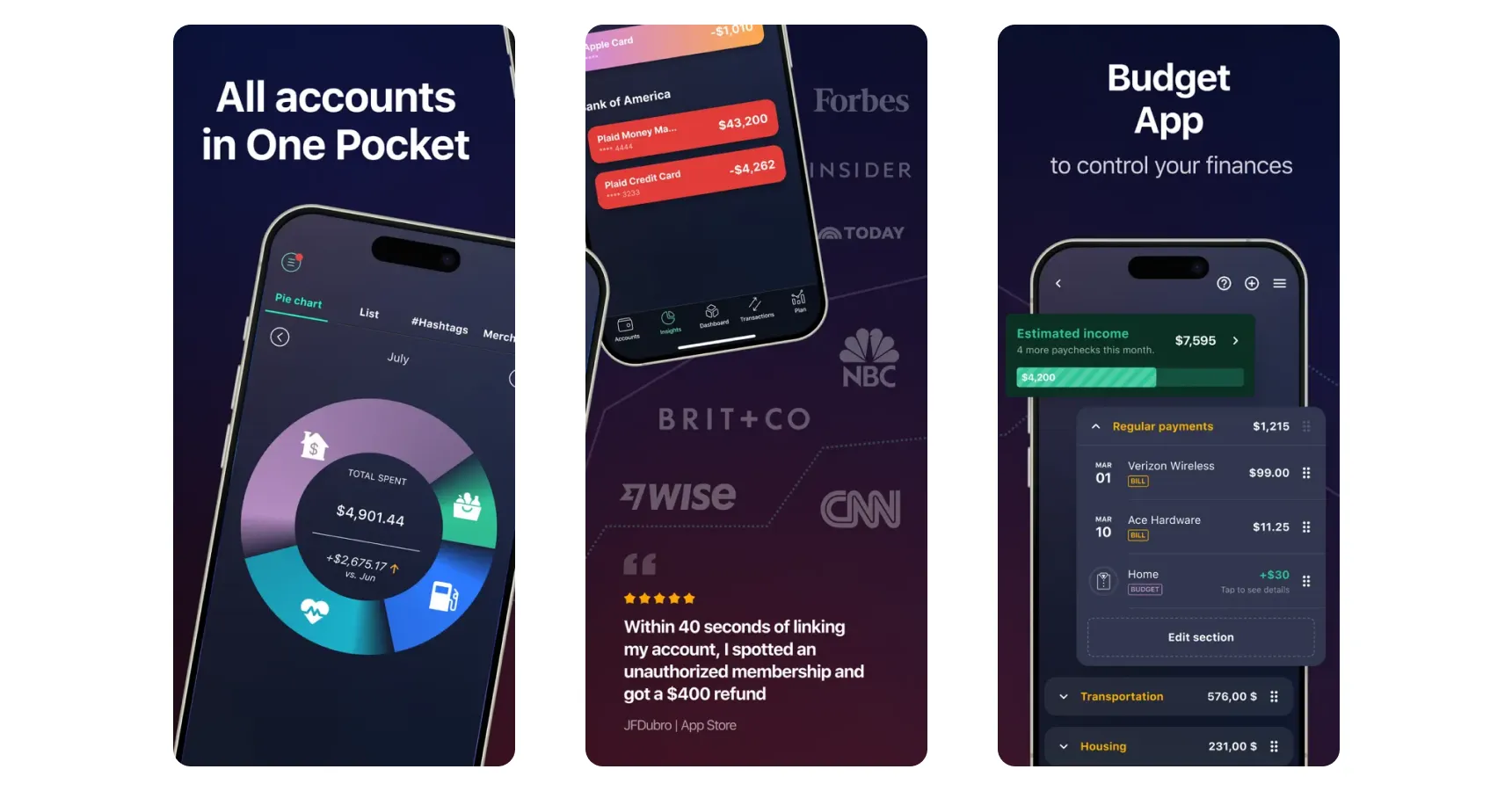 Images of the PocketGuard app for the Best personal finance apps article