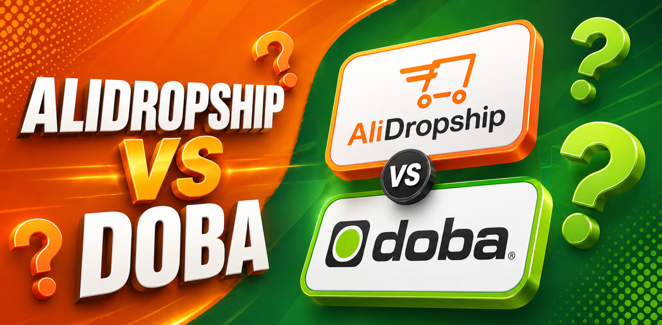 Featured image for the article with comparison of AliDropship vs Doba.