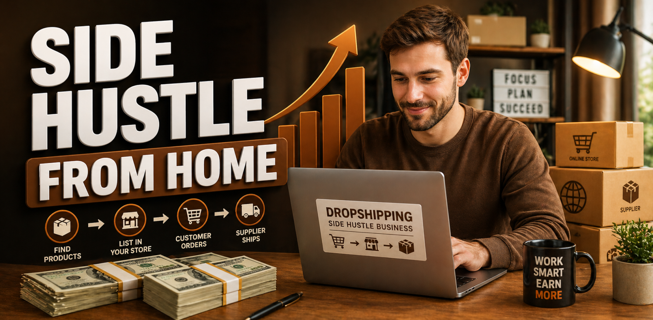 Featured image for the article about side hustle from home.