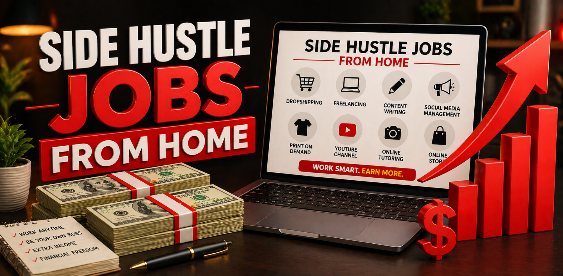 Featured image for the article about side hustle jobs from home.