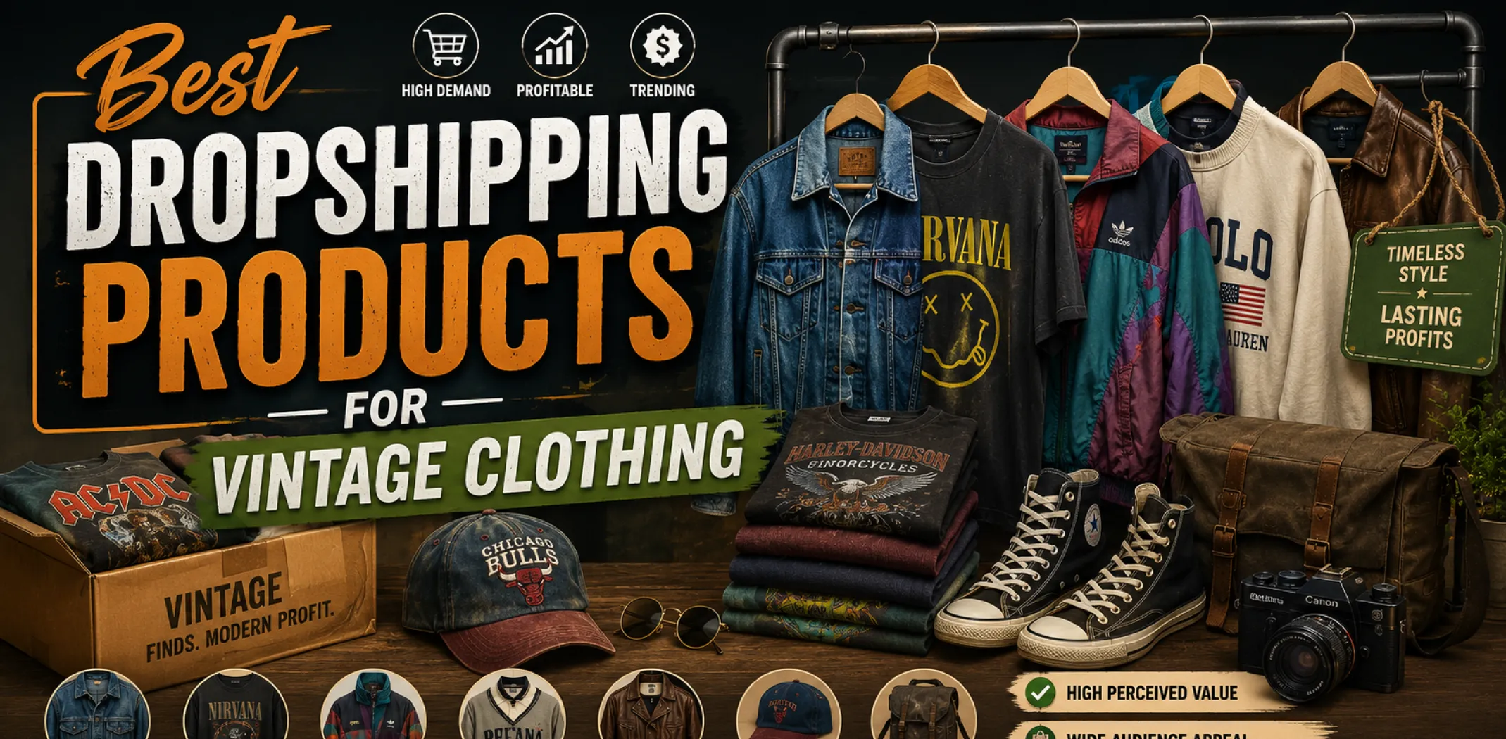 Featured image for an article about the best dropshipping products for vintage clothing