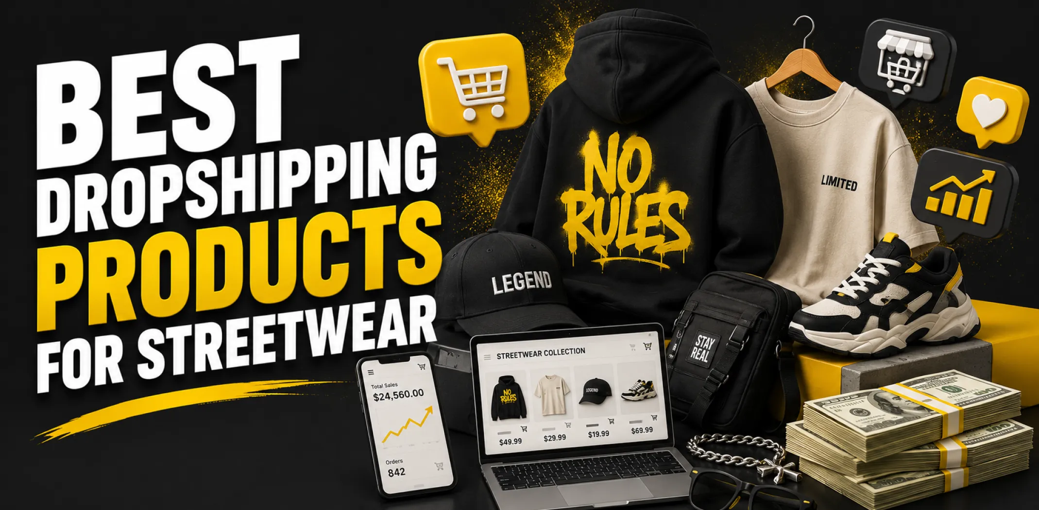 Featured image for an article about the best dropshipping products for streetwear