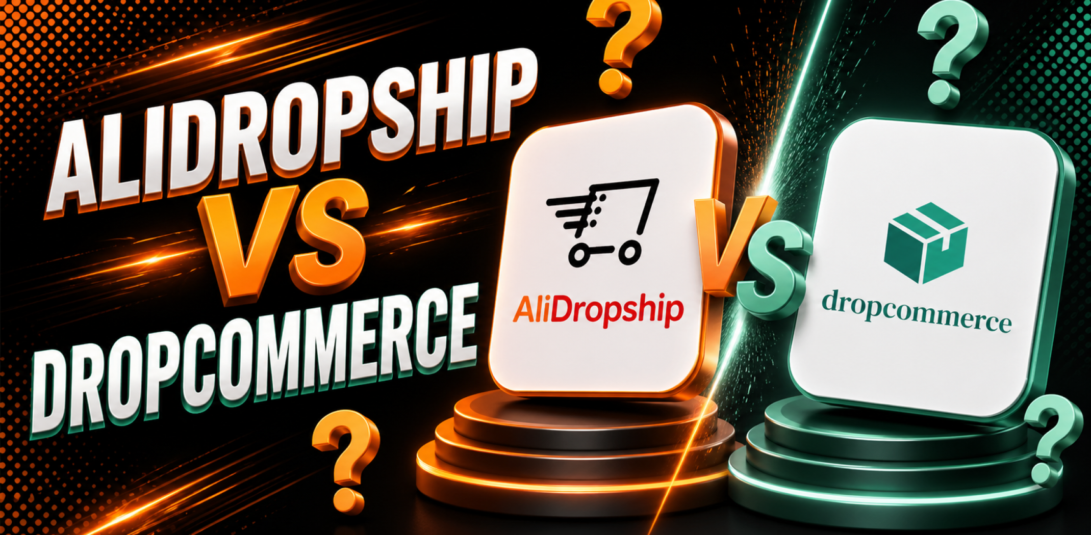 Featured image for the article with comparison of AliDropship vs DropCommerce.
